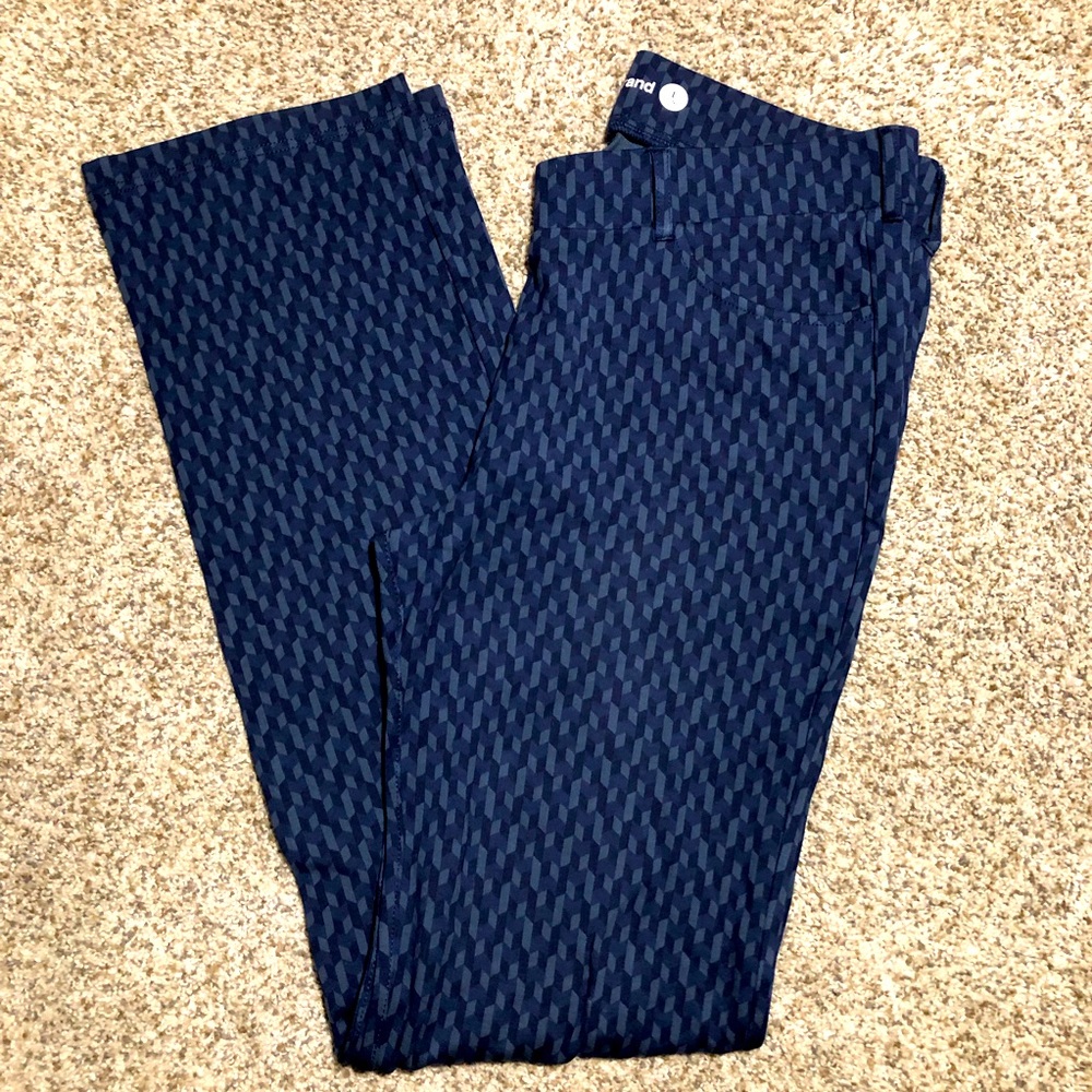 Betabrand Navy Patterned Stretch Pants